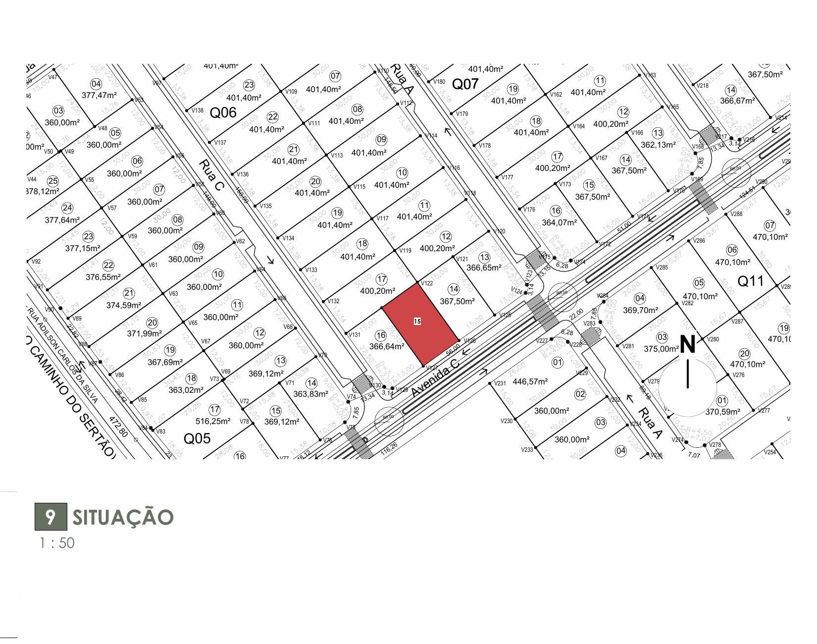 Planta de situação e locação do lote no VivaPark Porto Belo 2